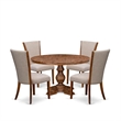 Pemberly Row 5-Piece Round Dining Set with Parson Chairs Wood Walnut