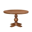 Pemberly Row 5-Piece Round Dining Table Set with Black Linen Chairs Walnut