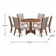 Pemberly Row 7-Piece Round Dining Table Set with Linen Chairs Walnut