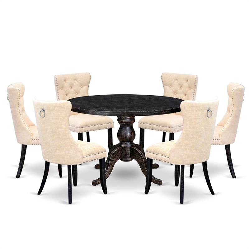 Pemberly Row 7-Piece Wood Dining Table Set in Black Finish