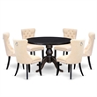 Pemberly Row 7-Piece Wood Dining Table Set in Black Finish