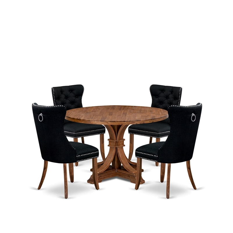 Pemberly Row 5-Piece Wood Dining Table Set in Walnut Finish