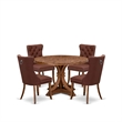Pemberly Row 5-Piece Dining Set with Faux Leather Chairs in Walnut Finish