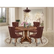 Pemberly Row 5-Piece Dining Set with Faux Leather Chairs in Walnut Finish