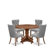 Pemberly Row 5-Piece Dining Set with Gray Faux Leather in Walnut Finish