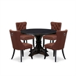 Pemberly Row 5-Piece Round Kitchen Set in Sand-Blasted Black Wood