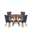 Pemberly Row 5-Piece Modern Dining Set in Walnut with Platinum Gray Seats