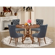 Pemberly Row 5-Piece Modern Dining Set in Walnut with Platinum Gray Seats