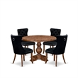 Pemberly Row 5-Piece Walnut Wood Dining Set with Padded Chairs