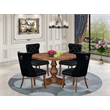 Pemberly Row 5-Piece Walnut Wood Dining Set with Padded Chairs