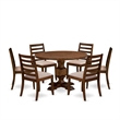 Pemberly Row 7-Piece Dining Set in Antique Walnut with Linen Upholstery