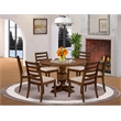 Pemberly Row 7-Piece Dining Set in Antique Walnut with Linen Upholstery