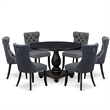 Pemberly Row 7-Piece Dining Table Set in Black Finish with 6 Chairs