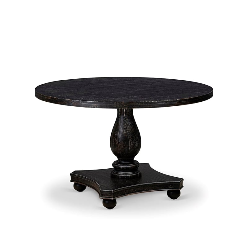 Pemberly Row 7-Piece Dining Table Set in Black Finish with 6 Chairs