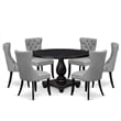 Pemberly Row 7 Piece Round Wooden Dining Set in Black Finish