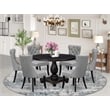 Pemberly Row 7 Piece Round Wooden Dining Set in Black Finish