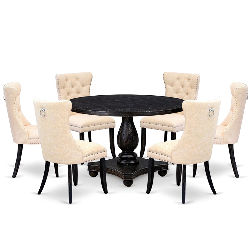 Pemberly Row 7-Piece Modern Dining Set in Black Finish