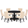 Pemberly Row 7-Piece Modern Dining Set in Black Finish