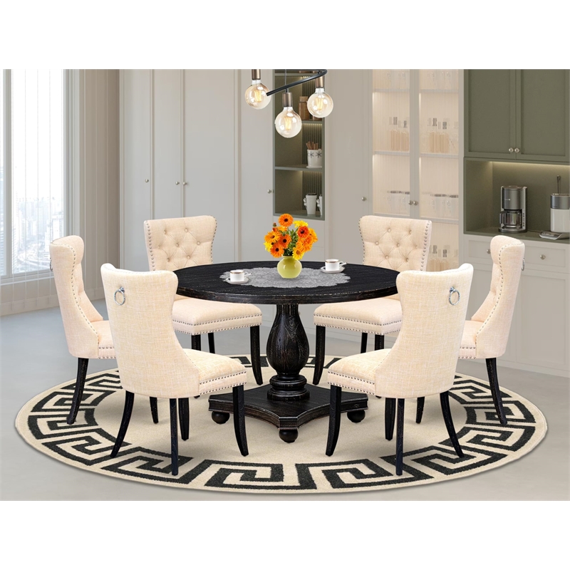 Pemberly Row 7-Piece Modern Dining Set in Black Finish