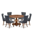 Pemberly Row 7-Piece Wooden Dining Table Set in Walnut Finish