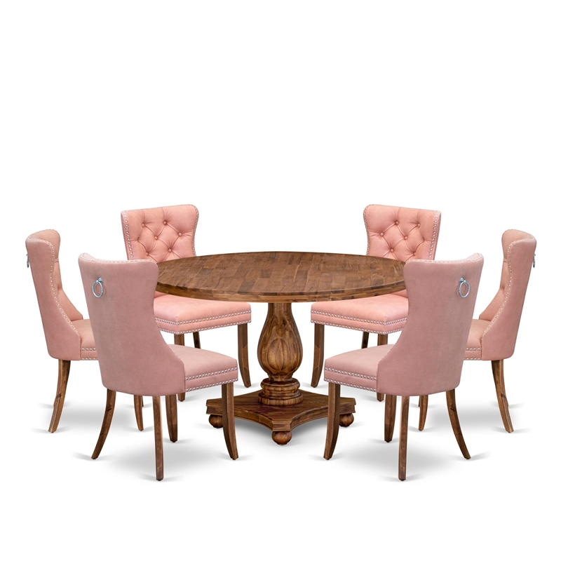 Pemberly Row Contemporary 7-Piece Dining Set in Walnut Finish