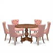 Pemberly Row 7-Piece Dining Table Set with Faux Leather Chairs in Walnut