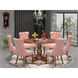 Pemberly Row 7-Piece Dining Table Set with Faux Leather Chairs in Walnut
