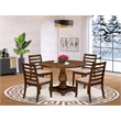 Pemberly Row 5-Piece Round Dining Table Set in Antique Walnut Finish
