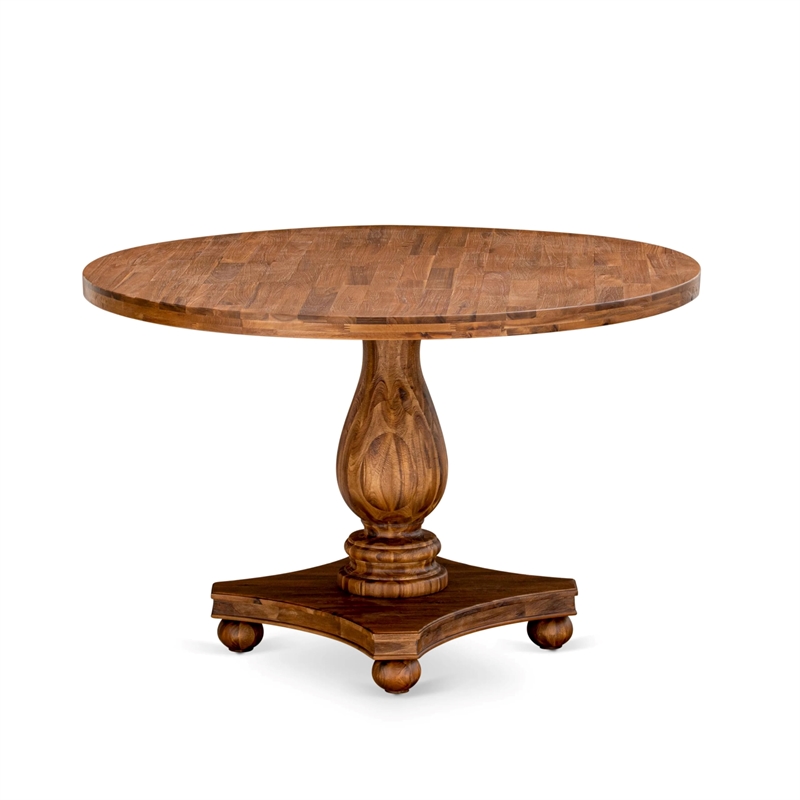 Pemberly Row 5-Piece Round Dining Table Set in Antique Walnut Finish