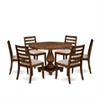Pemberly Row 7-Piece Round Modern Dining Set in Antique Walnut Finish