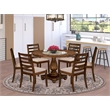 Pemberly Row 7-Piece Round Modern Dining Set in Antique Walnut Finish