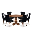 Pemberly Row 7-Piece Modern Dining Table Set in Walnut Finish with Rubberwood