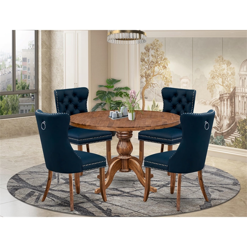 Pemberly Row 5-Piece Mid-Century Kitchen Set in Walnut Finish