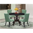 Pemberly Row 5 Piece Round Kitchen Set in Sand-Blasted Black Finish