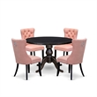 Pemberly Row 5 Piece Round Dining Room Set in Black Finish