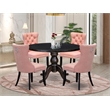 Pemberly Row 5 Piece Round Dining Room Set in Black Finish