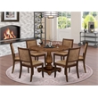 Pemberly Row 7-Piece Round Dining Table Set in Walnut Finish