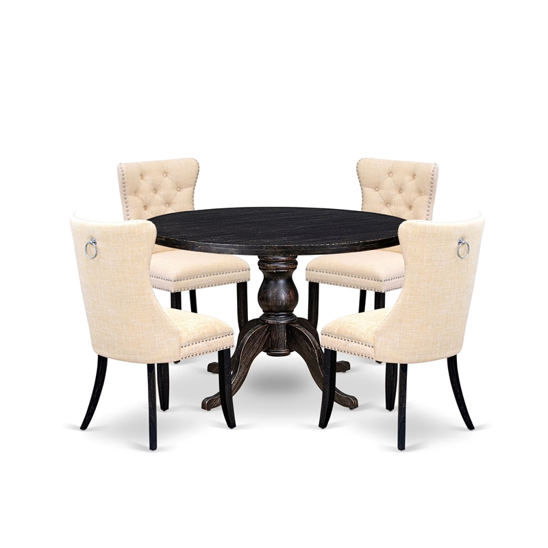 Pemberly Row 5-Piece Mid-Century Dining Table Set in Black Finish