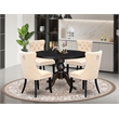 Pemberly Row 5-Piece Mid-Century Dining Table Set in Black Finish