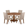Pemberly Row 5-Piece Mid-Century Dinner Table Set in Walnut Finish