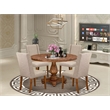Pemberly Row 5-Piece Mid-Century Dinner Table Set in Walnut Finish