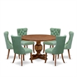 Pemberly Row 7-Piece Rubber Wood Dining Set in Antique Walnut Finish