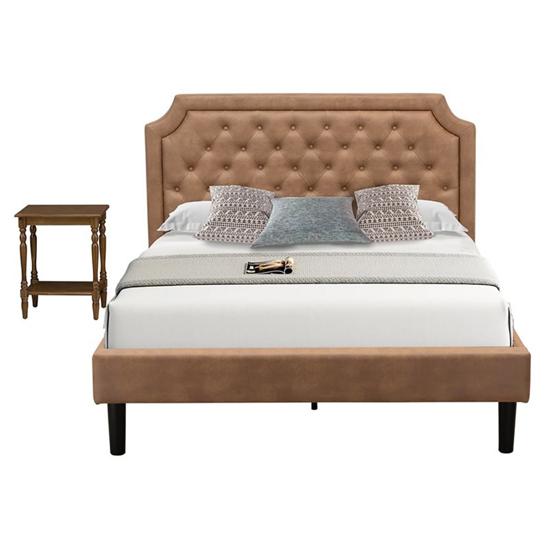Pemberly Row 2-Piece Wood Queen Platform Bedroom Set in Brown