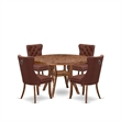 Pemberly Row 5-Pc Walnut Dining Set with Faux Leather Chairs