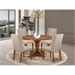 Pemberly Row 5-Piece Dining Table Set in Walnut Finish with Linen Chairs