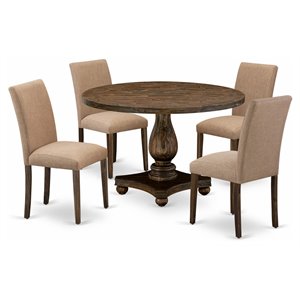 Pemberly Row 5-Piece Wood Dining Set in Jacobean and Light Brown Finish