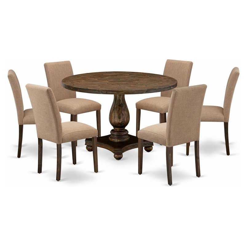Pemberly Row 7-Piece Dining Set in Jacobean and Light Brown Finish