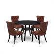 Pemberly Row 5 Pc Black Dining Set Burgundy Faux Leather Chairs