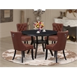 Pemberly Row 5 Pc Black Dining Set Burgundy Faux Leather Chairs