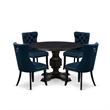 Pemberly Row 5 Pc Round Dining Set Black Faux Leather Chairs